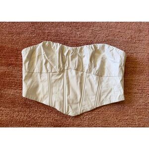 Cotton Candy LA Faux Leather Corset Top Strapless Ivory Cream Bustier M